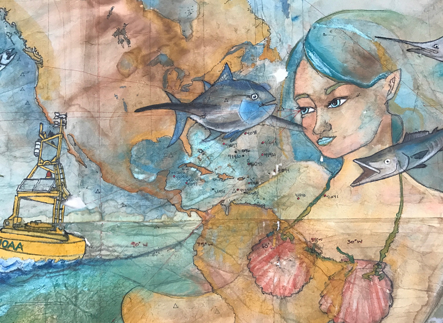 Kasia Pawluskiewicz Paintings and Fish Prints in Roslyn